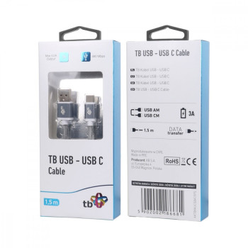 Cable USB - USB C 1.5 m gray tape premium