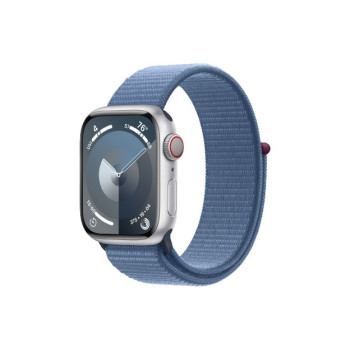 Watch Series 9 GPS + Cellular 41mm Silver Aluminium Case with Winter Blue Sport Loop