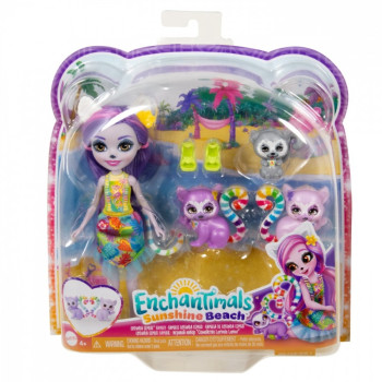 Doll Enchantimals + animal figures Lemur family
