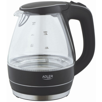 Kettle Adler Kettle AD 1224 Standard, Glass, Black, 2000 W, 360° rotational base, 1.5 L