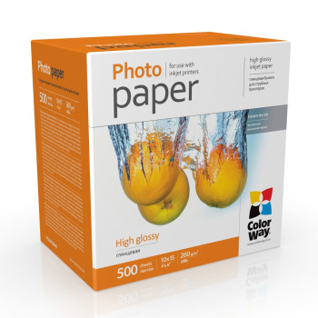 ColorWay Photo Paper 	PG2605004R Glossy, White, 10 x 15 cm, 260 g/m²