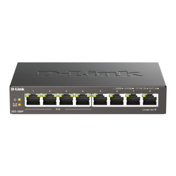 D-Link 8-Port Gigabit PoE Switch (4xPoE) DGS-1008P Unmanaged, Desktop, 60 W