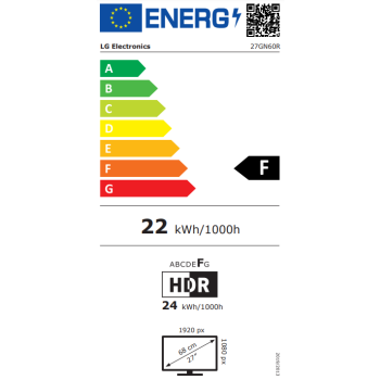 27GN60R-B | 27 " | IPS | 1920 x 1080 pixels | 16:9 | 1 ms | 350 cd/m² | Black | HDMI ports quantity 1 | 144 Hz