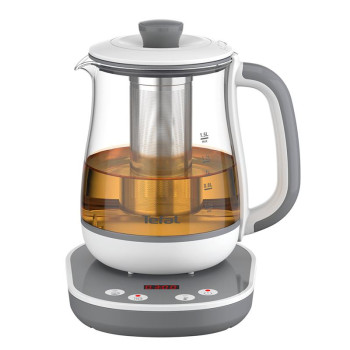 Tefal BJ551B10 Tastea Kettle, Glass, Grey/White