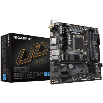 Mainboard GIGABYTE Intel B760 Express LGA1700 Micro-ATX Memory DDR4 Memory slots 4 2xPCI-Express 3.0 1x 1xPCI-Express 4.0 16x 2xM.2 1xHDMI 2xDisplayPort 2xAudio-In 1xAudio-Out 2xUSB 2.0 3xUSB 3.2 1xUSB-C 1xPS/2 1xRJ45 2xRF-Out B760MDS3HAXDDR41.2