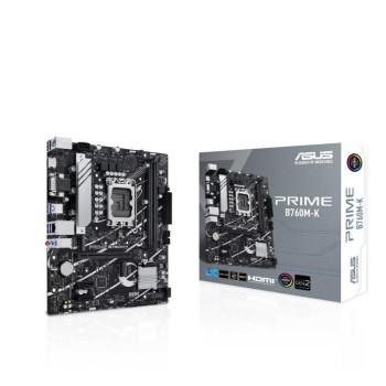 Mainboard ASUS Intel B760 Express LGA1700 Micro-ATX Memory DDR5 Memory slots 2 2xPCI-Express 4.0 1x 1xPCI-Express 4.0 16x 2xM.2 1x15pin D-sub 1xHDMI 2xUSB 2.0 4xUSB 3.2 1xPS/2 1xRJ45 3xAudio port PRIMEB760M-K