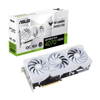 Graphics Card ASUS NVIDIA GeForce RTX 4070 Ti SUPER 16 GB GDDR6X 256 bit PCIE 4.0 16x Triple slot Fansink 2xHDMI 3xDisplayPort RTX4070TIS-O16G-WHITE-GAM