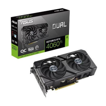 Graphics Card ASUS NVIDIA GeForce RTX 4060 Ti 16 GB GDDR6 128 bit PCIE 4.0 16x Dual Slot Fansink 1xHDMI 3xDisplayPort DUAL-RTX4060TI-O16G-EVO