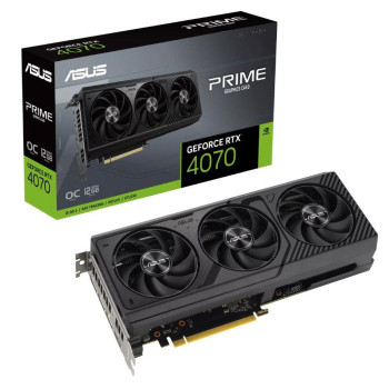 Graphics Card ASUS 12 GB GDDR6X 192 bit PCIE 4.0 16x Triple slot Fansink 1xHDMI 3xDisplayPort PRIME-RTX4070-O12G