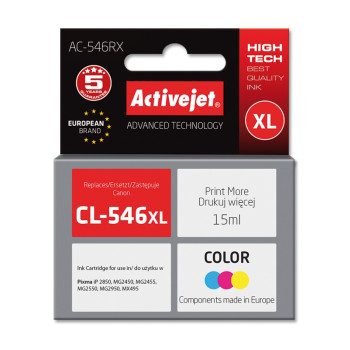 Activejet AC-546RX ink for Canon printer; Canon CL-546 XL replacement; Premium; 15 ml; color