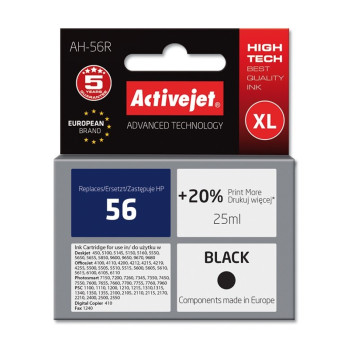 Activejet AH-56R ink (replacement for HP 56 C6656A; Premium; 25 ml; black)