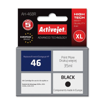 Activejet AH-46BR ink for HP printer; HP 46 CZ637AA replacement; Premium; 35 ml; black