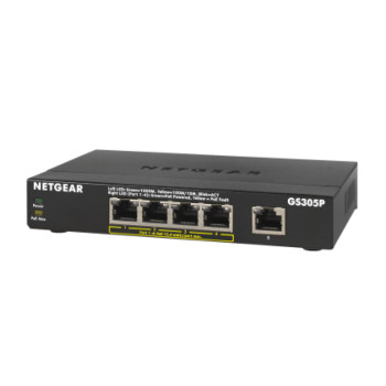 NETGEAR GS305Pv2 Unmanaged Gigabit Ethernet (10/100/1000) Power over Ethernet (PoE) Black