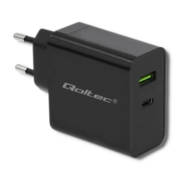 Qoltec 51717 Charger | 45W | 5-20V | 2.25-3A | USB type C PD | USB | Black