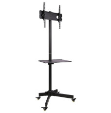 Mobile stand LCD LED 23-55 inches adjustable with shelf, black
