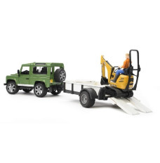 Bruder Land Rover with trailer and mini excava