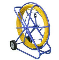 Pilot for pulling cables, fiberglass FRP, 11mm, 200m, with wheels, yellow