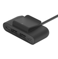 4 port USB Power Extend 2xUSB-C 2xA to 30W Blac