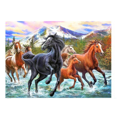 Diamond mosaic - Horses in a mountain