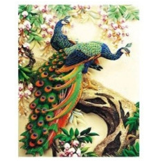 Diamond mosaic - Peacocks on a tree