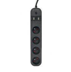 Smart power strip Tuya 4xFR 2xUSB-A 1xUSB-C Black