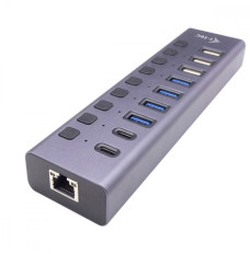 Hub USB 3.0 USB-C 9 ports LAN + Power Adapter 60W