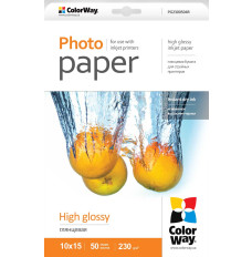 ColorWay High Glossy Photo Paper, 50 sheets, 10x15, 230 g/m²