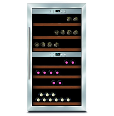 Caso Wine cooler Wine Master 66  Energy efficiency class G, Free standing, Bottles capacity Up to 66 bottles, Cooling type Compressor technology, Stainless steel/Black