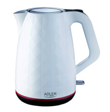 Adler Kettle AD 1277 Standard, Plastic, White, 2200 W, 360° rotational base, 1.7 L