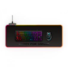 Energy Sistem ESG P5 RGB Gaming mouse pad, 800 x 300 x 4 mm, XL-size; LED colours: RGB LEDs with 5 light effects; Connection: USB cable; Power connector: microUSB; 1 USB 2.0 port; Touch control; Stitched edges; Waterproof material, Black