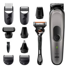 Braun All-in-one trimmer MGK7320 Cordless, Number of length steps 13, Black/Silver
