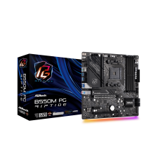 ASRock B550M PG Riptide Processor family ADM, Processor socket AM4, DDR4 DIMM, Memory slots 4, Supported hard disk drive interfaces SATA3, M.2, Number of SATA connectors 4, Chipset AMD B550, Micro ATX
