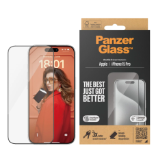 PanzerGlass Screen protector, Apple, iPhone 15 Pro, Glass, Clear, Ultra-Wide Fit