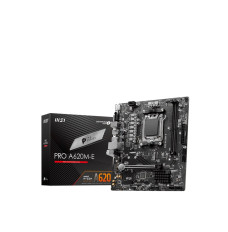 MSI PRO A620M-E Processor family AMD Processor socket AM5 DDR5 Supported hard disk drive interfaces SATA, M.2 Number of SATA connectors 4