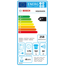 Bosch | Dryer Machine with Heat Pump | WQG245AESN | Energy efficiency class A++ | Front loading | 9 kg | Condensation | LED | Depth 61.3 cm | Steam function | White