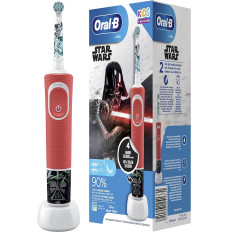 Oral-B | Electric Toothbrush with Disney Stickers | D100 Star Wars | Rechargeable | For kids | Number of brush heads included 2 | Number of teeth brushing modes 2 | Red