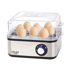 Adler AD 4486 egg cooker 8 egg(s) 800 W Black,Satin steel,Transparent
