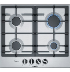 Bosch Serie 6 PCP6A5B90 hob Black, Stainless steel Built-in Gas 4 zone(s)