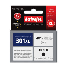 Activejet Ink Cartridge AH-301BRX for HP Printer, Compatible with HP 301XL CH563EE;  Premium;  20 ml;  black. Prints 40% more.