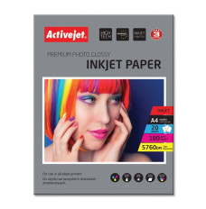 Activejet AP4-180G20 glossy photo paper; for ink printers; A4; 20 pcs