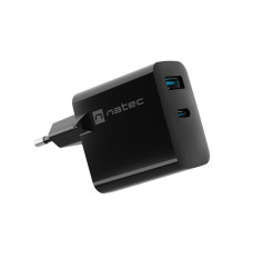 NATEC RIBERA GAN CHARGER 1x USB-A + 1x USB-C 65W BLACK