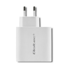 Qoltec 51715 Charger| 63W | 5-20V | 1.5-3A | USB type C PD | USB QC 3.0 | White