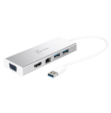 j5create JUD380 USB™ 3.0 Mini Dock, includes 1x HDMI port and 3x USB ports, Silver