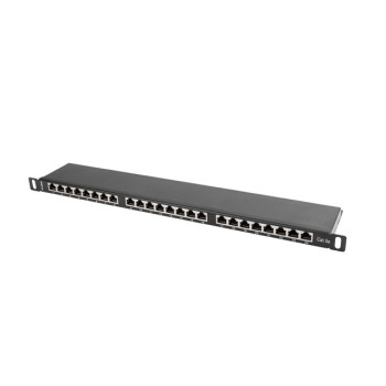 Patch Panel 24 Port 0.5U Kat.5E black shielded