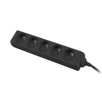 Power strip 3m, black, 5 sockets, cable made of solid copper