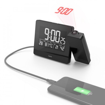 Hama projection alarm clock Plus Charge black