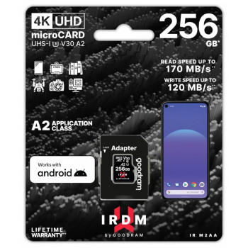 Memory card microSD IRDM 256GB UHS-I U3 A2 + adapter