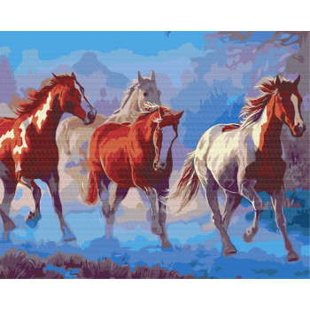 Picture Paint it! Painting by numbers Herd of horses