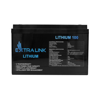 Battery LiFePO4 100AH 12.8V BMS EX.30455