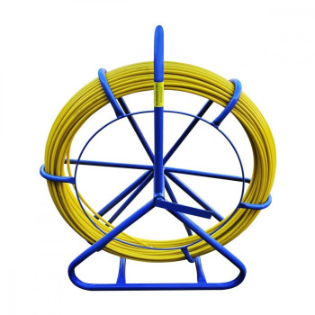 Pilot for pulling cables, fiberglass FRP, 8mm, 100m, yellow, without wheels